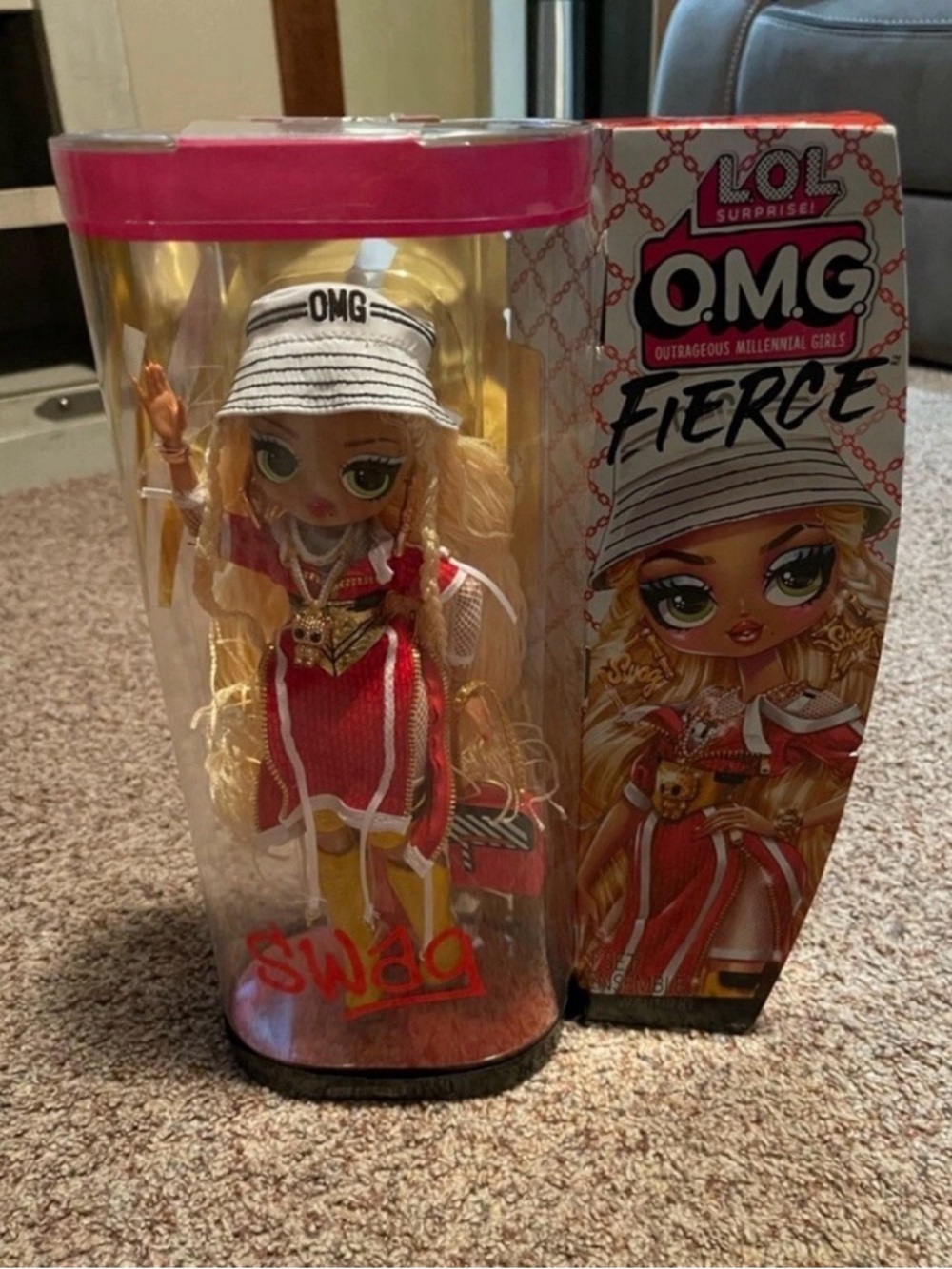 L.O.L. Surprise! Fierce Doll in Red & Yellow Outfit with White Bucket Hat